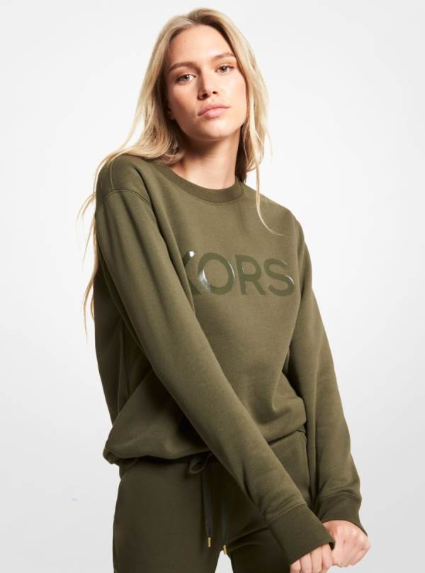 Damske Mikiny Michael Kors Logo Organic Cotton Blend Tmavo Zelene - Oblecenie Michael Kors Lacne | GSUBQ-2098